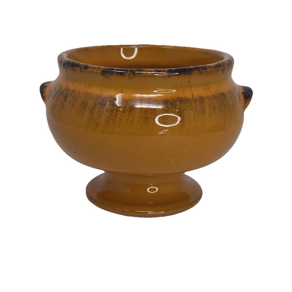 DE SILVA Made In Italy Terracotta Footed Orange Crock/Soup Bowl 4”x5”